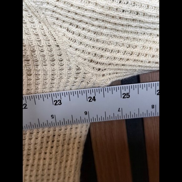 Zara Sweater Large Womens Ivory Crotchet Knit Linen Cotton Pullover Casual - Picture 3 of 7